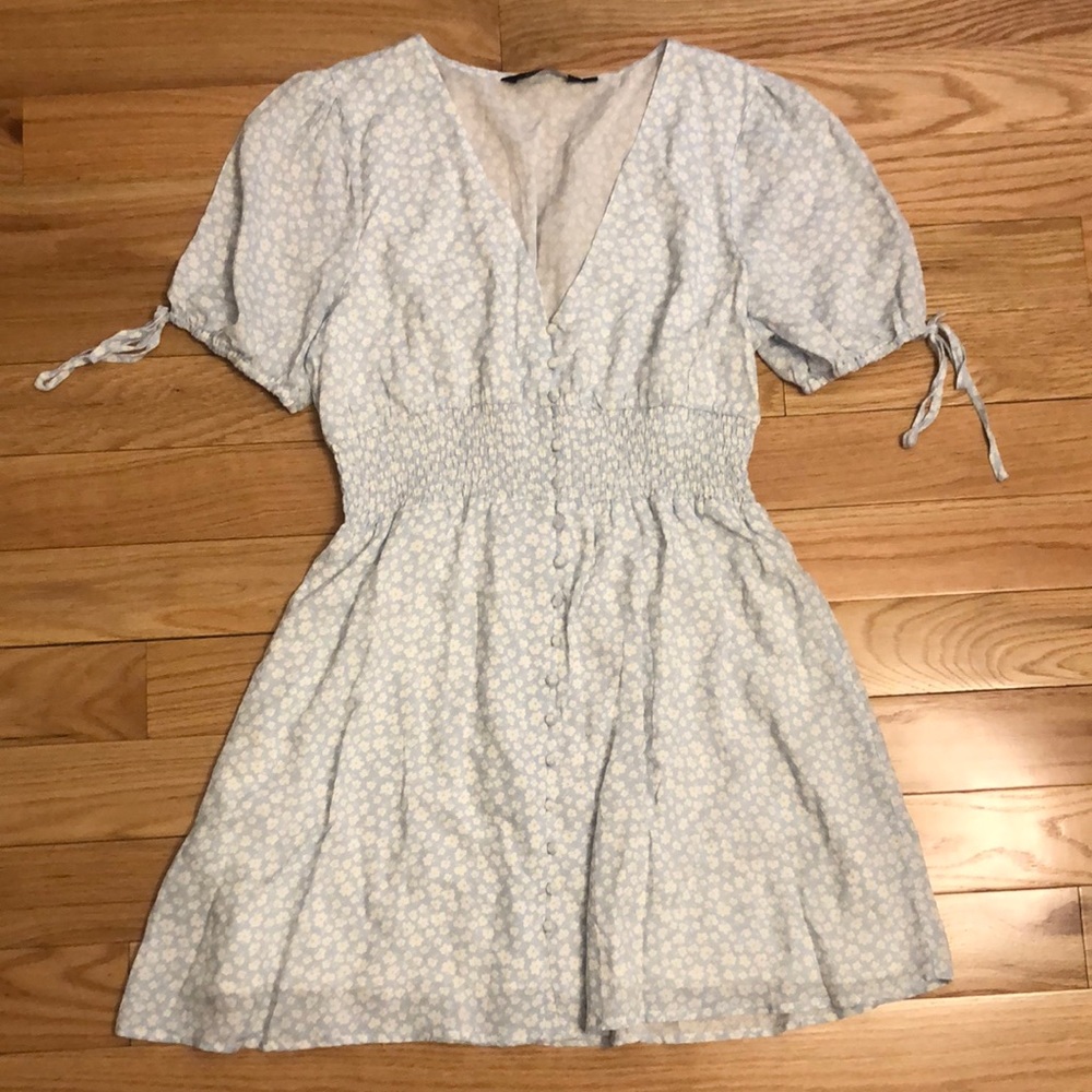 Blue and white floral sun dress